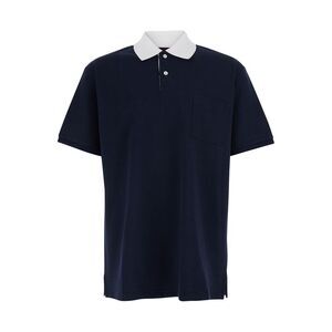 Gucci Men Blue T-Shirt 'Piquet + Web' With Round Neck And Short Sleeves For Men